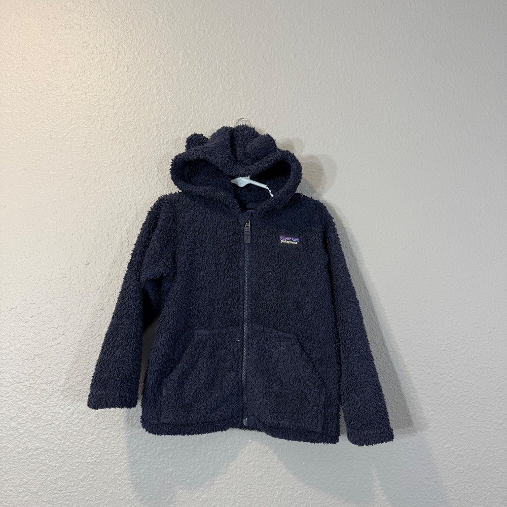 Patagonia Kid's Size 4T Navy Blue Bear Ears Full Zip Fleece Hoodie 61155